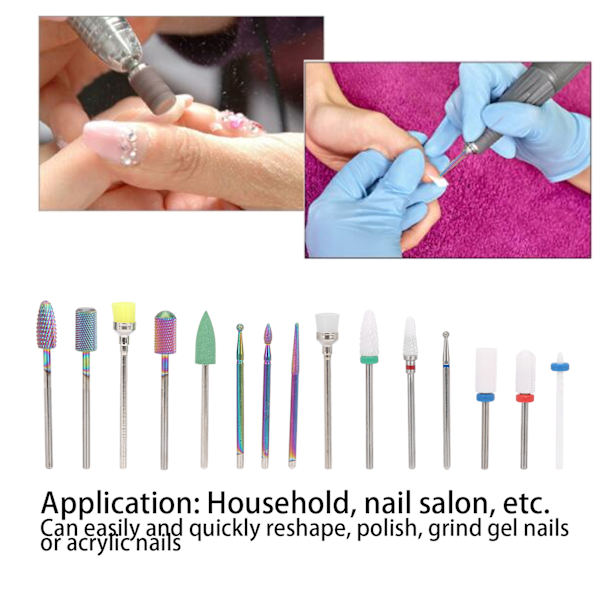 15 st professionella nagelborrset elektrisk manikymaskin borr bits nagelslipspetsset