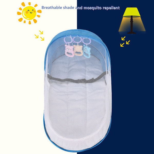 Resesäng för baby med myggnät och solskydd Bärbar babysäng Skötväska Hopfällbar babysäng med myggnät Mysigt babynest