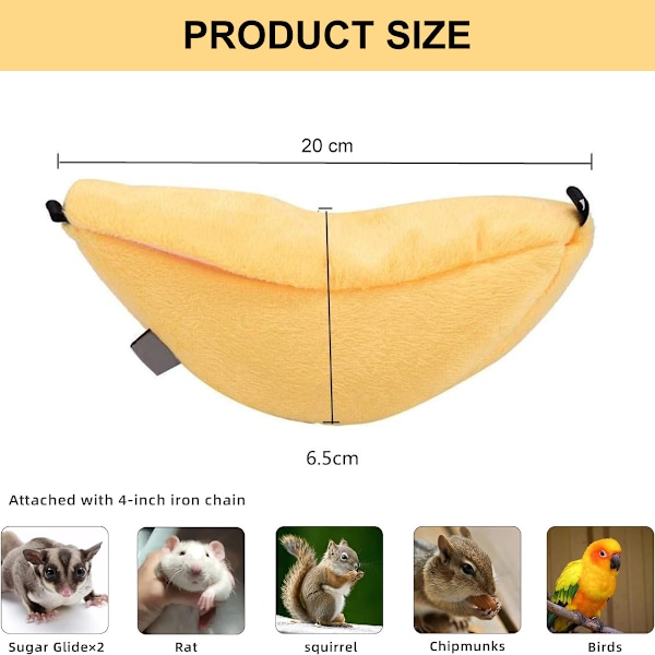 Banan Hamsterbädd för Alla Årstider, Isolerande Hus för Ekorrar och Igelkottar på Vintern, Supermjuk Kort Plyschdesign 20 * 6,5 Cm, Högkvalitativ Bomull