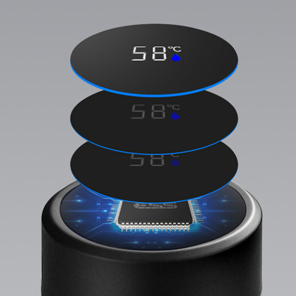 Smart Hydration Station, 500ml Vakuumisolerad Rostfri Stålflaska, Intelligent LED-Display Vattenflaska, Lätt att Rengöra & Läckagesäker för Resande Fot