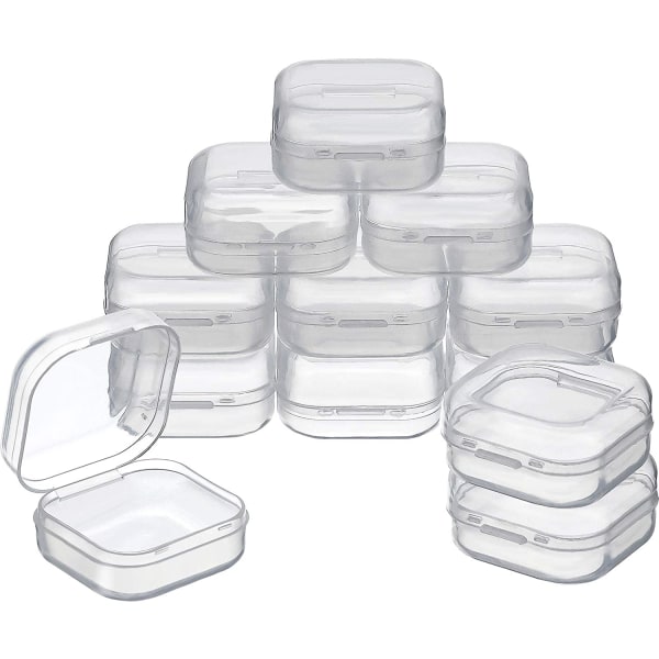 12-pack klara plastpärlor förvaringsbehållare Box med gångjärn