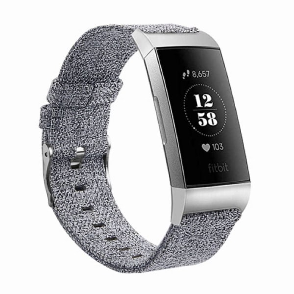 Nylon som är kompatibla med Fitbit Charge 3/4-rem, grå