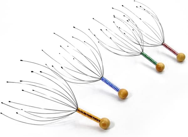 Hårbottenmassager, 3-pack, handhållen, terapeutisk skårad ståltråd