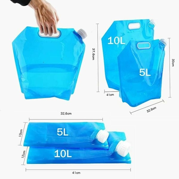 Bärbar Vattenförvaringslösning, Hopfällbar Vattenbehållare för Camping, Vandring, Backpacking, 2 st, Högkvalitativt PVC-material, BPA-fri, Hållbar