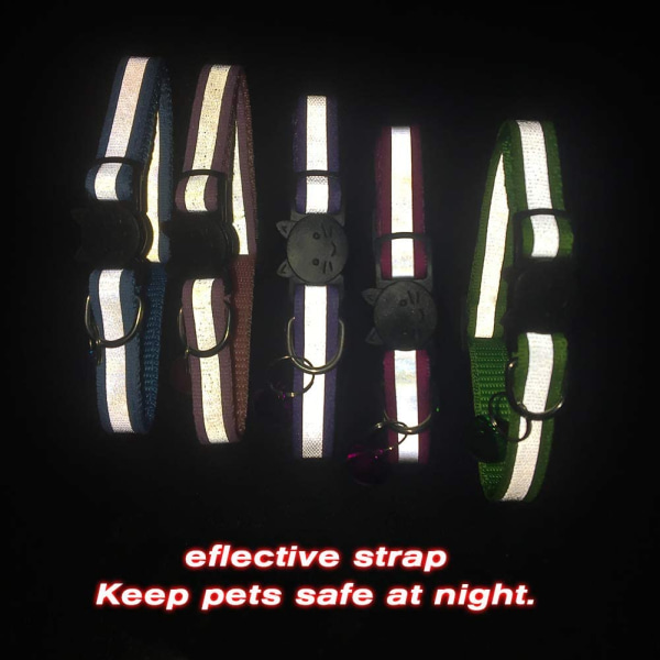 Katthalsband med säkerhetsspänne Paket med 12 reflekterande katthalsband