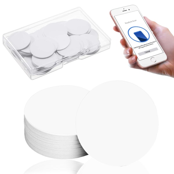 Omskrivbara NFC-mynt för produktcertifiering, tomma NFC-taggar med 504 byte minne och vattentätt PVC-material för bred användning (20 st,