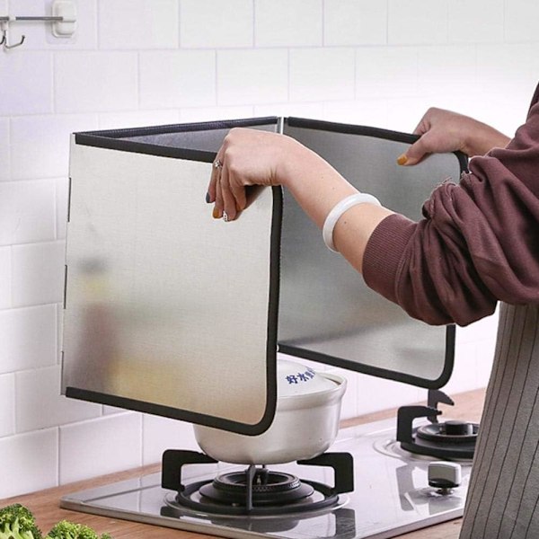 Värmebeständig Barriär, Hopfällbart Stänkskydd i Rostfritt Stål, Non-Stick Värmeisolerande Stänkskydd, Viktigt för Fett Skydd och Säkerhet
