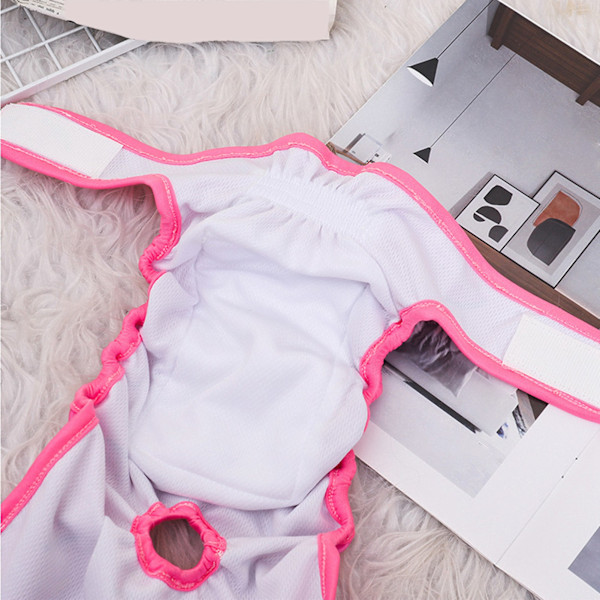 Fysiologiska byxor för husdjur, andningsbara, läcksäkra, justerbara, tvättbara hundskyddsbyxor för hemmet, utomhus, rosa vattenmelonlook XS