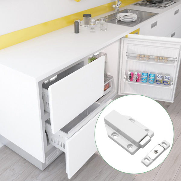 Kraftfull tryck för att öppna magnet, 2-pack kraftig skåpdörröppnare Tip On, tryckdörröppnare magnetknapplås för dörrar Beslag Möbler