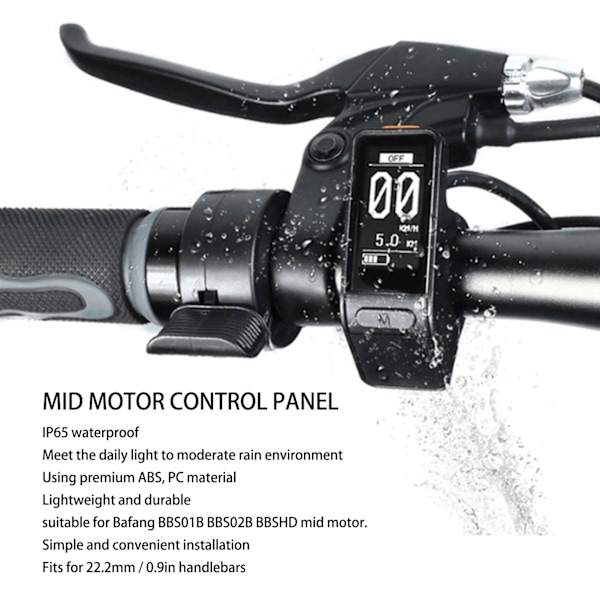 Elektrisk cykel LCD-display Vattentät SW102 Display Panel Elektrisk cykel Display Kontrollpanel för Bafang BBS01 BBS02 BBSHD Mid Motor