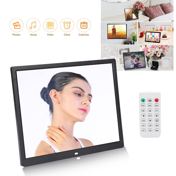 15 tums HD Digital Fotoram 1024x768 Upplösning Stöd MP3/MP4/Bildvisning 100V240V (Amerikansk kontakt)