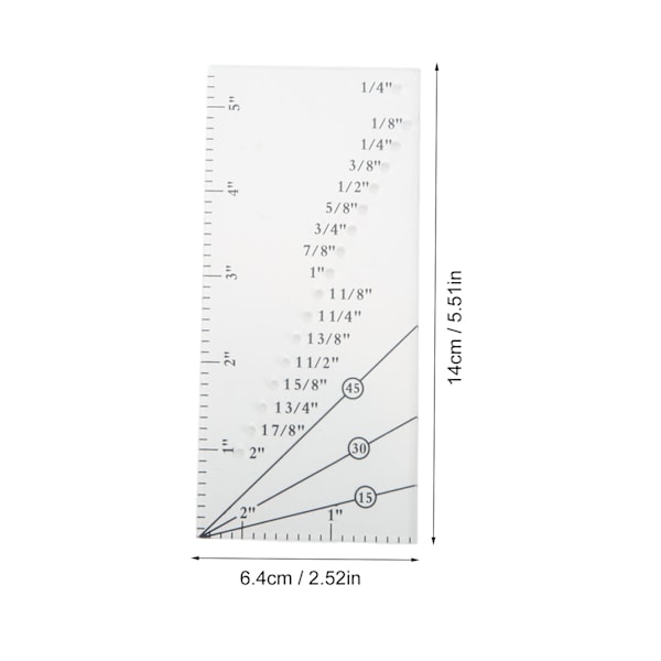 Sömnadsmånlinjal med magnetisk sömguide, tydlig skala, robust, hållbar, hög precision, bärbar symaskinslinjal, transparent