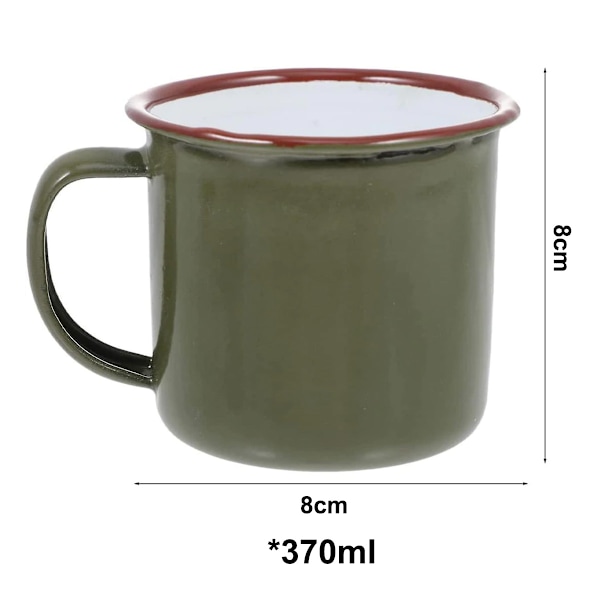 Emaljmugg för camping, liten campingmugg i metall, emaljmugg för inomhusbruk, utomhusvandring, resor, fiske, picknick (grön) (4 st)