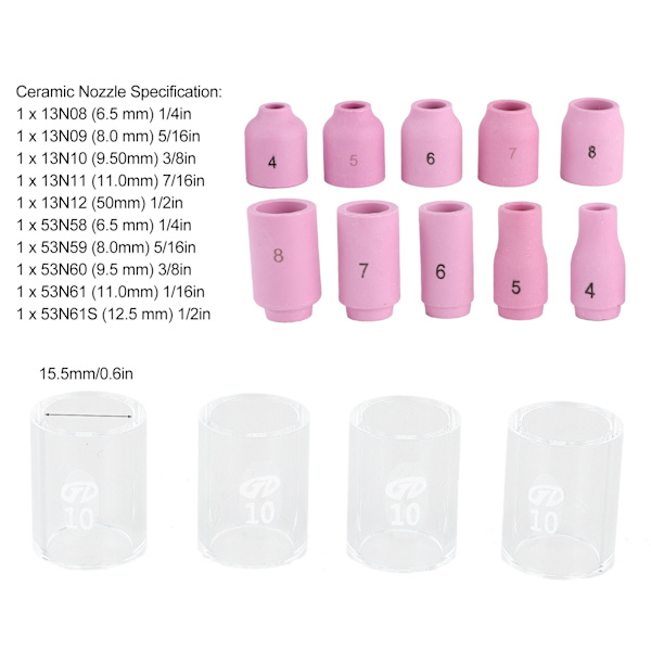 40 st/set Svetsmunstycke Fackla TIG Gaslins Svets Spets för WP‑171826 Reparationsverktyg