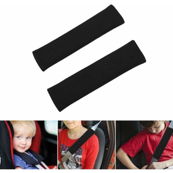 2 st mjuka bilbältesöverdrag axelskydd kuddar kompatibla med alla bilar och ryggsäckar crossbody-väskor svart färg