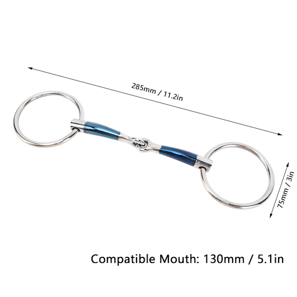 Hästmunstycke 5,1 tum 130 mm Snaffle Bit Rostfritt stål Mjuk kant Komfort Stall Hästtillbehör för gård