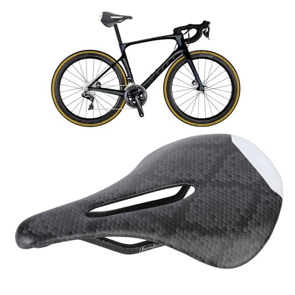 Sadel för racercykel i kolfiber, ultralätt, slitstark, stereogelstruktur, ihålig design, grå
