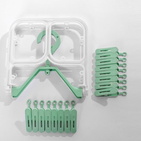 360 Graders Rotationskrokar, Halkfria Tandklämmor Vikbar Design för Strumpor Underkläder, Högkvalitativ Plast 2 ST Finns i Rosa Grön