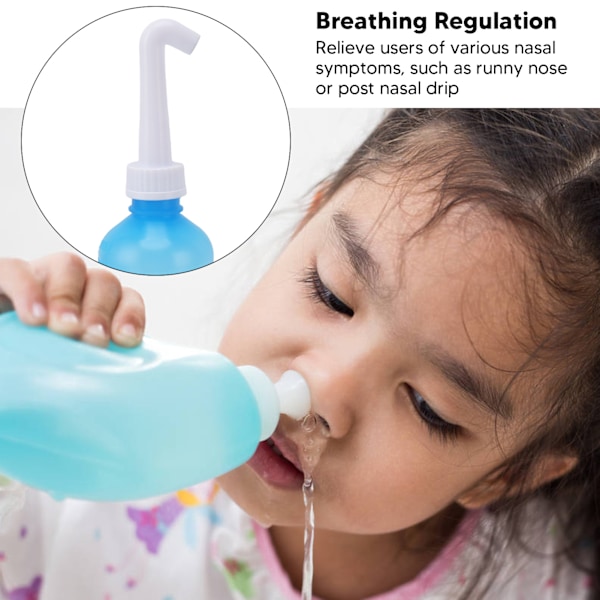 Nasal Irrigation Manuell Sinus Skölj Flaska Tryck Nässköljare Rengöring för Barn Vuxna Barn 500ml+ Enhålshuvud + Femhålshuvud