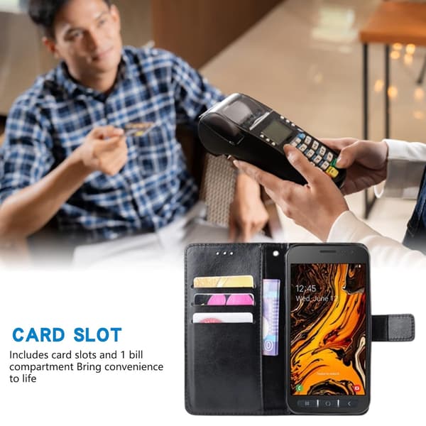 Samsung Xcover 4 Solid Farve Læder Etui - Sort Sort