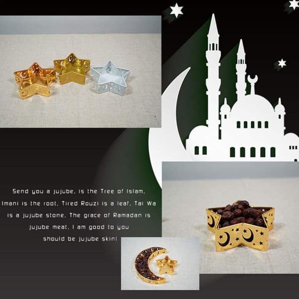 Muslimsk Eid-matbricka, Ramadan mån-stjärnformad bricka, 1 st