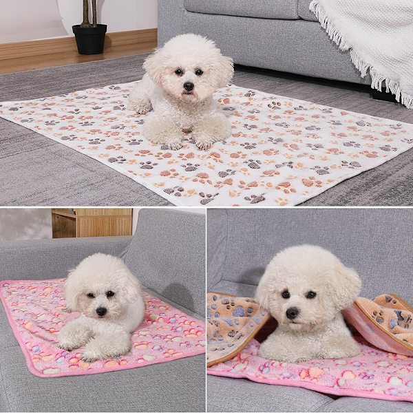 Demigeat hundtäcke Kattfiltar Tvättbara och fluffiga, 3-pack mjuk varma fleece-djurfiltar för små medelstora hundar Katter, husdjursfilt liggunderlag för