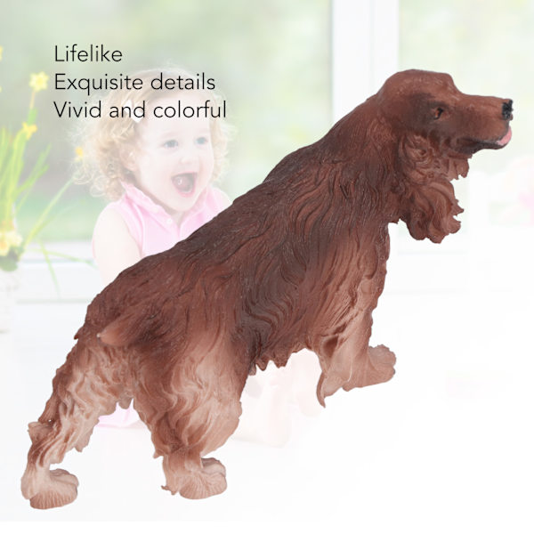 Cocker Spaniel Figurine Simulering Realistisk Brun Hund Djur Dekoration Figurine för Barn