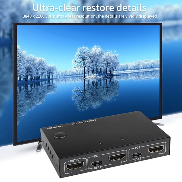 Effektiv USB-switch för två datorer, stabil överföring & dataöverföring, Plug and Play, öka arbetseffektiviteten för kontor och hemmabruk, flera