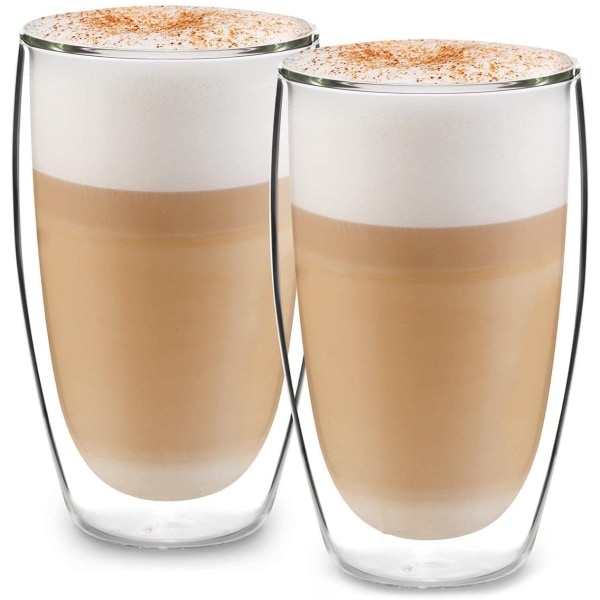 GLASWERK design latte macchiato glas (4 x 330 ml) - dubbelväggiga glas av borosilikatglas - diskmaskinssäkra teglas - hög kvalitet