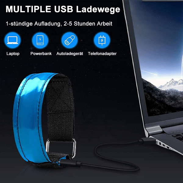 LED Armbånd Oppladbart, 2 STK Lysende Armbånd USB