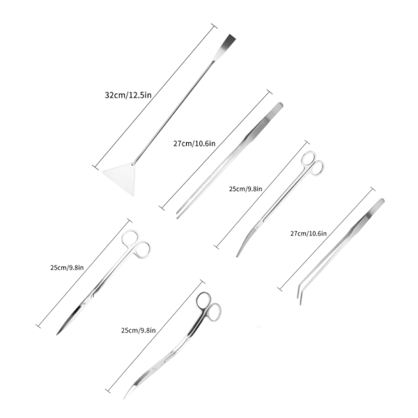 Akvarieverktygssats i rostfritt stål Sax Pinsett Spatel Terrariumverktygssats med förvaringsväska för fiskakvarium
