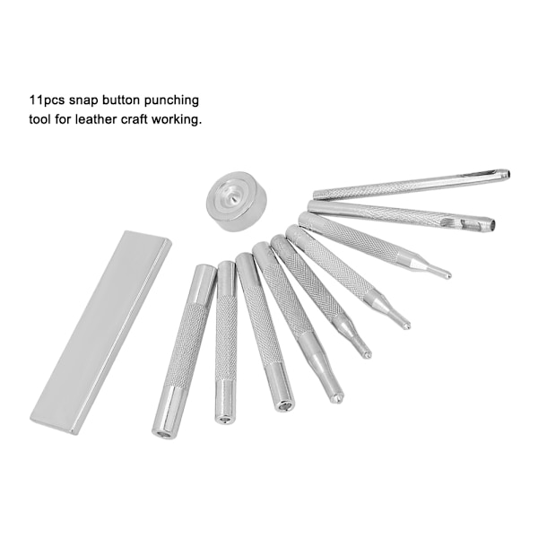 11 st DIY handfixering hålslag knappkit läderhantverksverktyg med bas