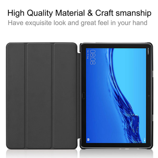 Elegant Färgmatchad Ultratunn PU-läder Ställ Smart Fodral För Huawei Mediapad M5 Lite 10.1 Tum, Förbättrad Stabilitet Med Låsning