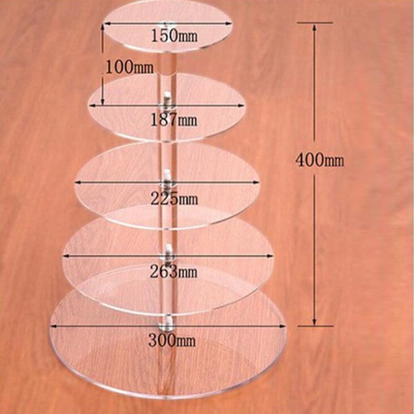 Cupcake-ställ med flera runda nivåer, transparent akryl, hög stabilitet, cupcake-torn för visning, servering, fest, 5 nivåer