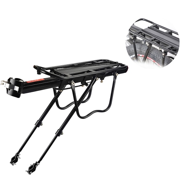 Anpassningsbar cykelpakethållare, snabbkoppling aluminiumlegering ram justerbar bakre pakethållare, stöder tunga laster upp till 50 kg, universell passform för 24-29 tum