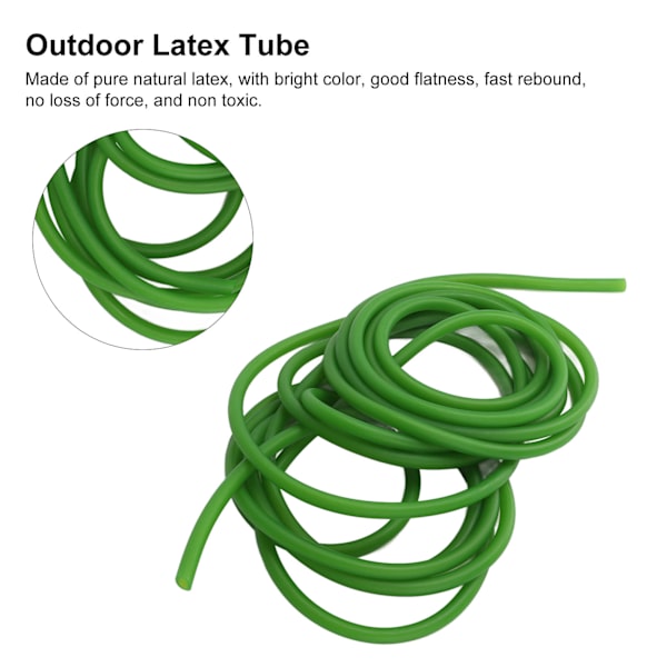 Q4070 5M Naturligt latexgummirör Stretch elastiskt rör Utomhusjakt ErsättningsbandFluorescerande grönt