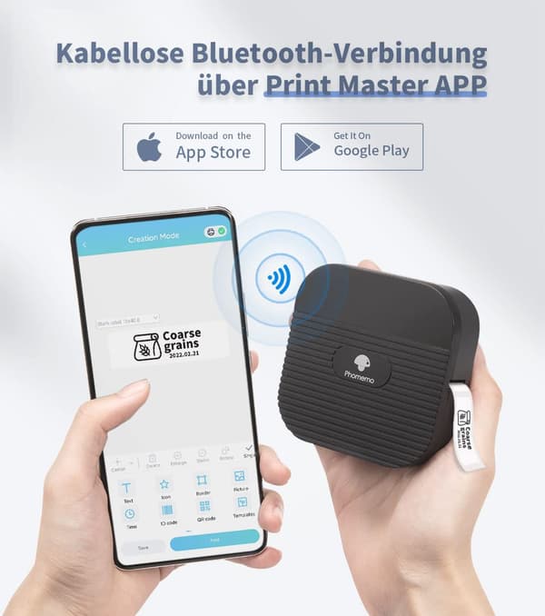 Trådløs Bluetooth Termisk Printer, OCR Optisk Tegngenkendelse, Direkte Termisk Teknologi til Avanceret Mærkning