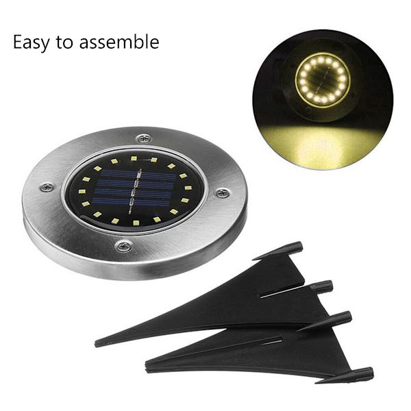 4-pack solcellsstrålkastare för utomhusträdgård, 16 LED solcellsstrålkastare för utomhusbelysning IP65 vattentäta trådlösa rostfria strålkastare för
