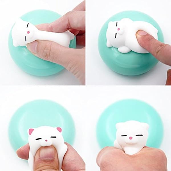 4 stk. Anti-Stress Legetøj Katte Squishies Mini Kat Klem Legetøj Stress