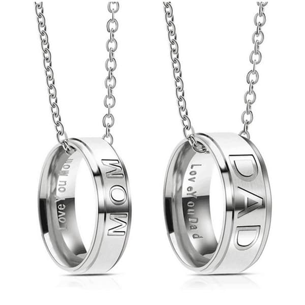 2 smykker far ring halskæde mor ring halskæde aftagelig titanium