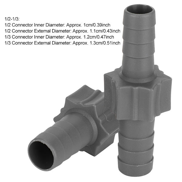 2 st Plast Grå Akvarium Fisk Tank Variabel Diameter Adapter Anslutning Inlopp Utlopp Vattenrör Tillbehör 1/2-1/3