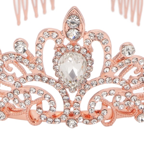 Tiara Diadem Hårband, Glittrande Strass Legering Accessoar För Flickor & Kvinnors Bröllop, Bal, Födelsedag (Guld Ros)