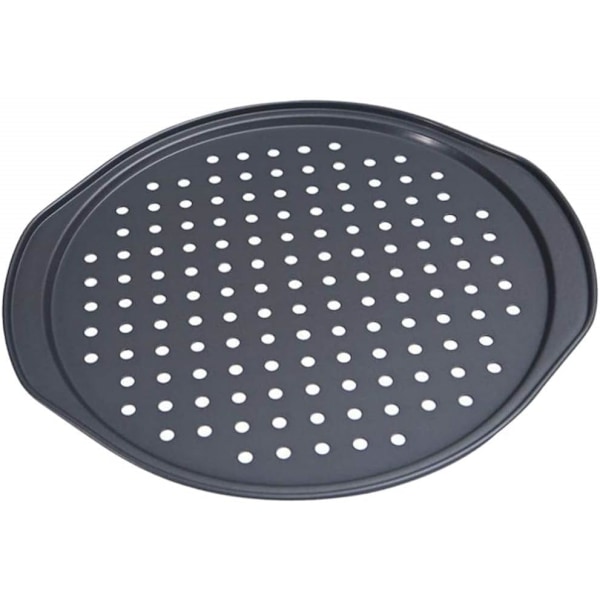 Överlägsen stålkonstruktion, pizzabakplåt med luftcirkulation för krispig botten, perforerad non-stick-bricka med hål, 14 tum rund för ugnsbakning