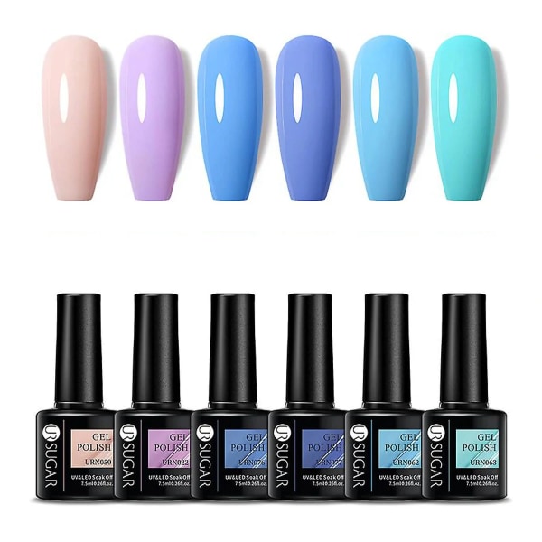 Gel nagellack set höst vinter glitter semi permanent soak off uv led lack bas topp matt lack manikyr set 6 st set