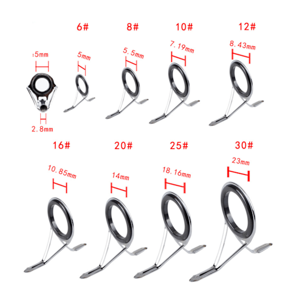 75 st Fiske Spö Reparationssats Fiske Spö Guider Rostfritt Stål Keramisk Ring Spö Spets Guide Byte Kit