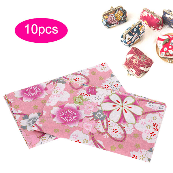 10 st japansk stil bomullstyg blommönster sömnadstillbehör för DIY handgjorda väskor dockkläder 25x20cm