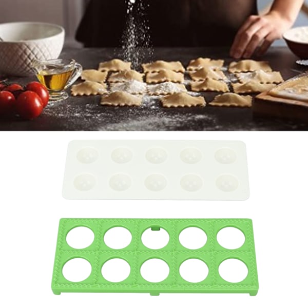Ravioli Maker Press 10 Hål Järn ABS Hållbar Kvadratisk Ravioli Maker för Hem Dumpling Making Grön