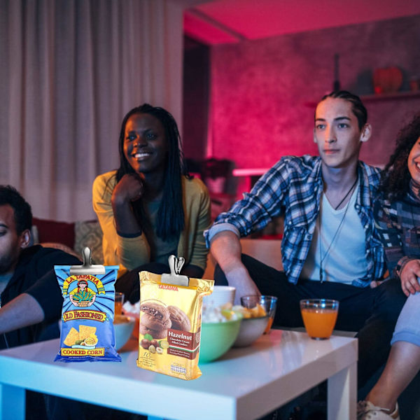 20-pack metallklämmor för påsar, 7,6 cm breda, kraftiga matpåsklämmor i rostfritt stål, perfekta för lufttäta förslutningar på kaffe-, mat- och brödpåsar