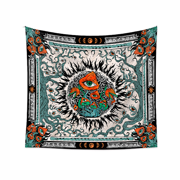 Svampar Gobeläng Brinnande Sol Väggduk Hippie Ögon Vägg Hängande Mandala Rankor Gobeläng Måne Gobelänger Estetisk för Sovrum, 200 x 150 cm