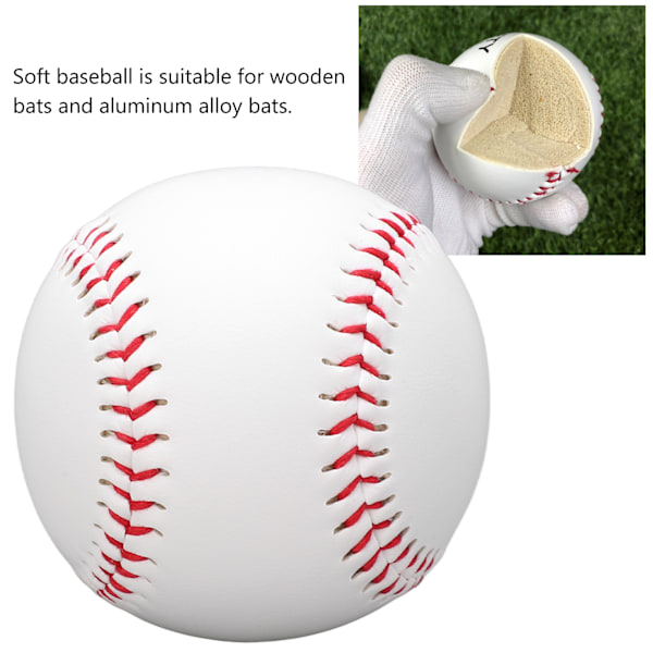 Standard 9 tum handgjorda basebollar gummi inre mjuk baseboll 7,2 cm softboll träningsboll